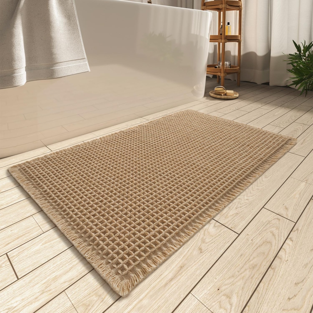 AMOAMI Upgraded Chenille Bathroom Rug Mat, 32x20 Inches, Ultra Absorbent, Non-Slip TPR Backing, Soft Shaggy Bath Mats, Machine Washable, Dries Quickly, Bathmat for Bathroom Floor, Tub and Shower